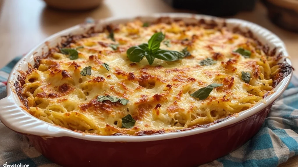 Gratin de courge spaghetti, plat cuisiné au four.