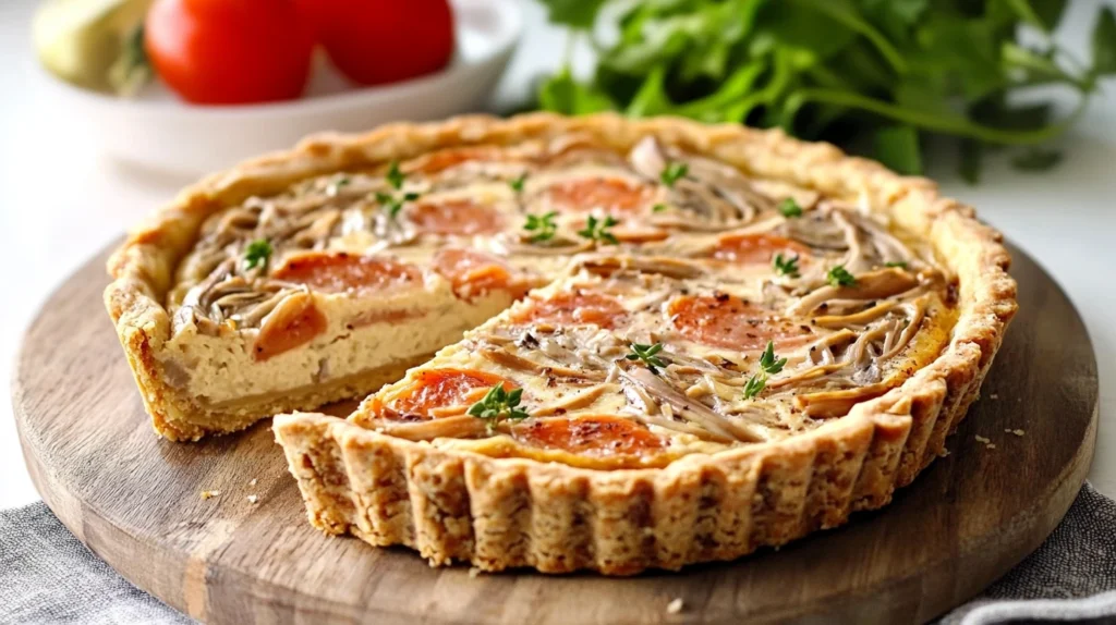 Délicieuse tarte au thon et tomate avec une pâte croustillante et une garniture fondante.