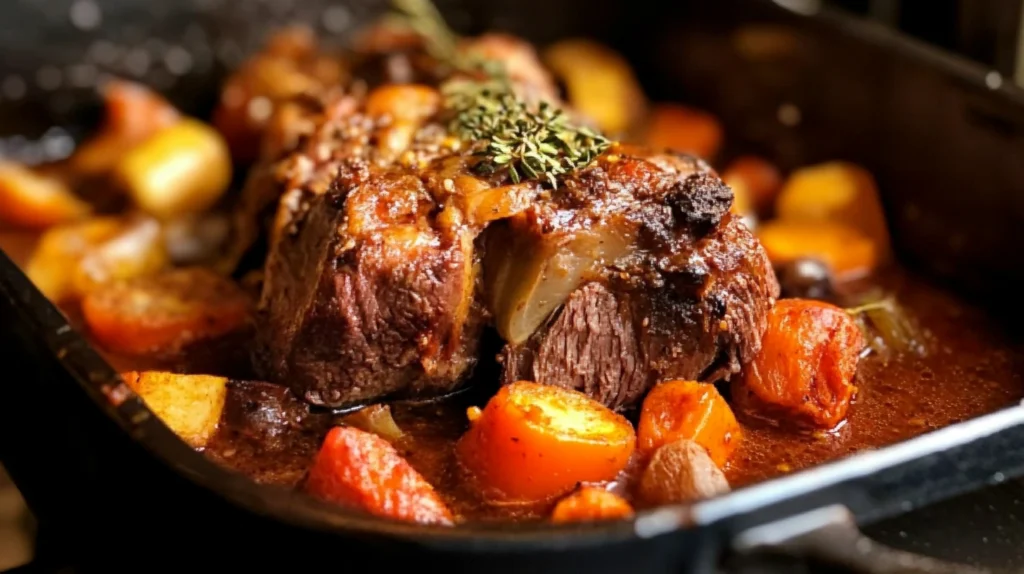 Joue de boeuf recette grand chef, tendre et savoureuse, braisée avec légumes, SavoryGlobe