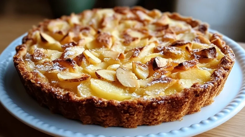 Gâteau aux pommes et amandes moelleux, recette facile et savoureuse, amandes effilées, SavoryGlobe