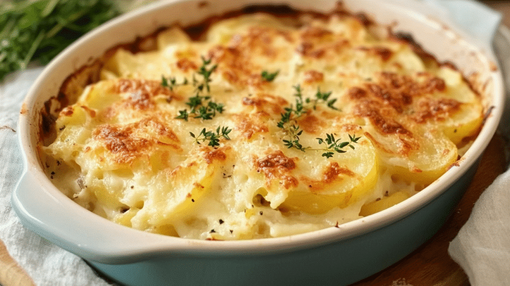 Comment préparer un gratin de chou fleur crémeux facilement ? 1 Gratin de chou-fleur crémeux et gratiné, sortant du four dans un plat traditionnel.