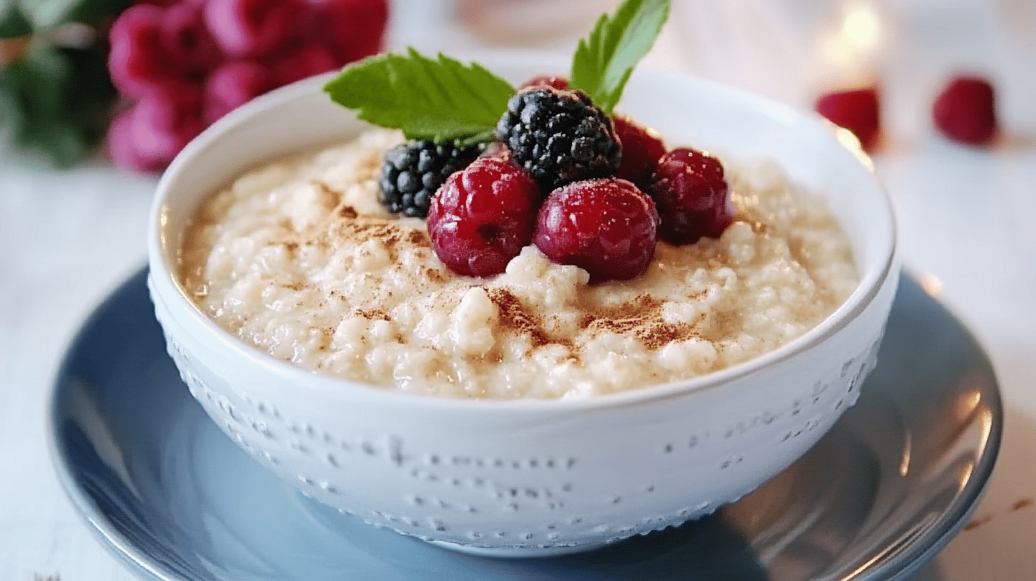 Porridge recette facile et healthy préparé dans un bol avec des fruits frais et des graines, parfait pour un petit-déjeuner rapide.