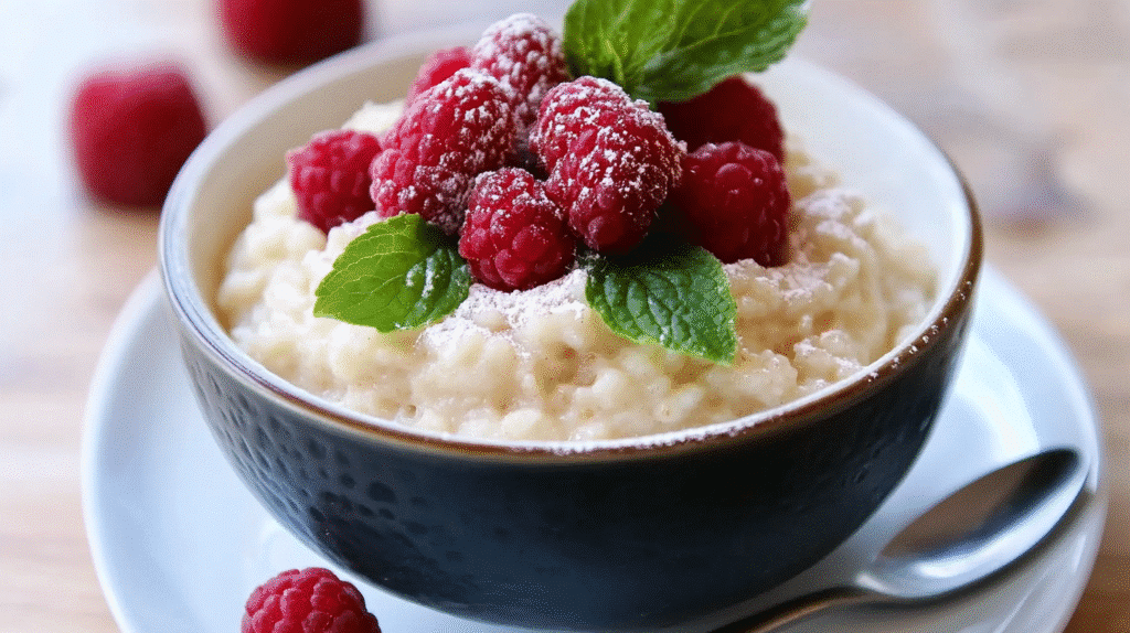 Bol de porridge crémeux garni de fruits frais et de graines, recette facile et healthy – SavoryGlobe
