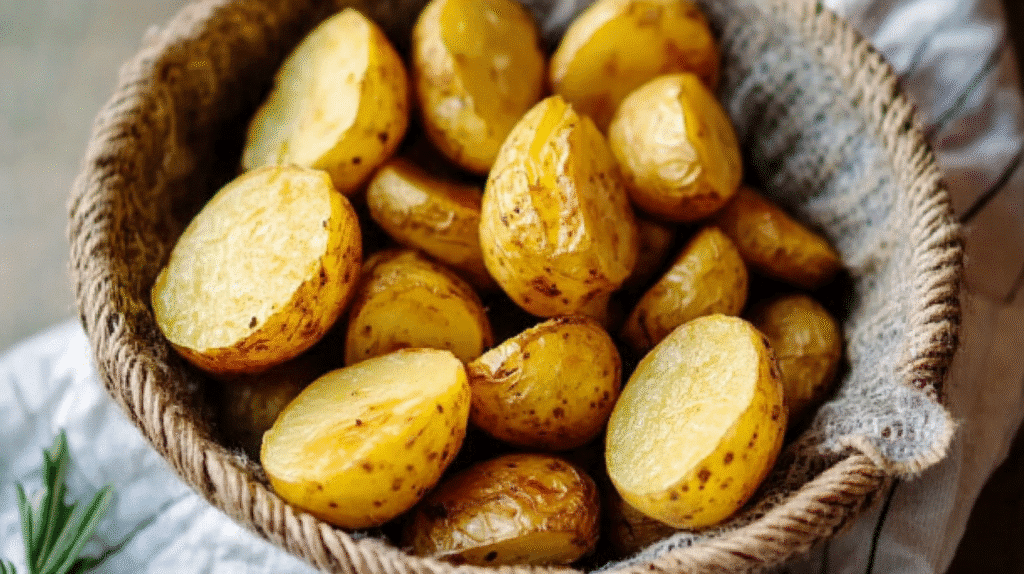 pomme de terre au four recette - potatoes rôties dorées et croustillantes à l'extérieur, moelleuses à l'intérieur avec romarin